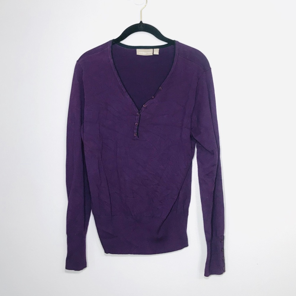 Croft & Barrow Purple V-Neck Sweater Large